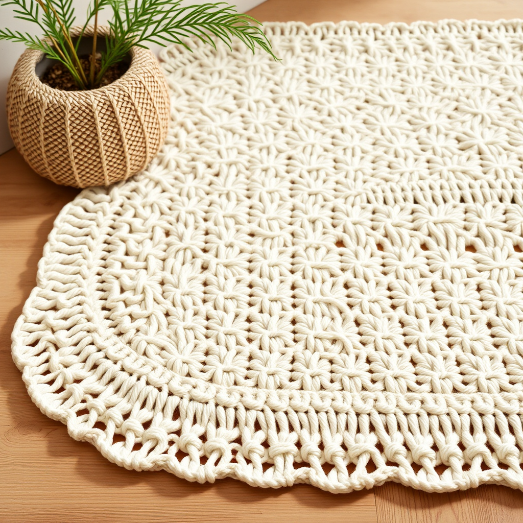 Elegant Star Stitch Crochet Rug