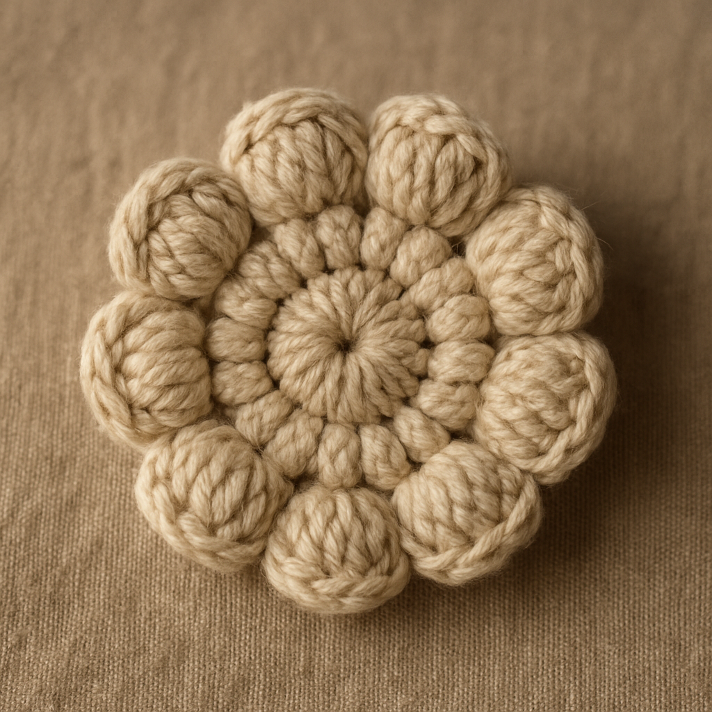 Crochet Lush Textured Petal Blossom Coaster Free Pattern