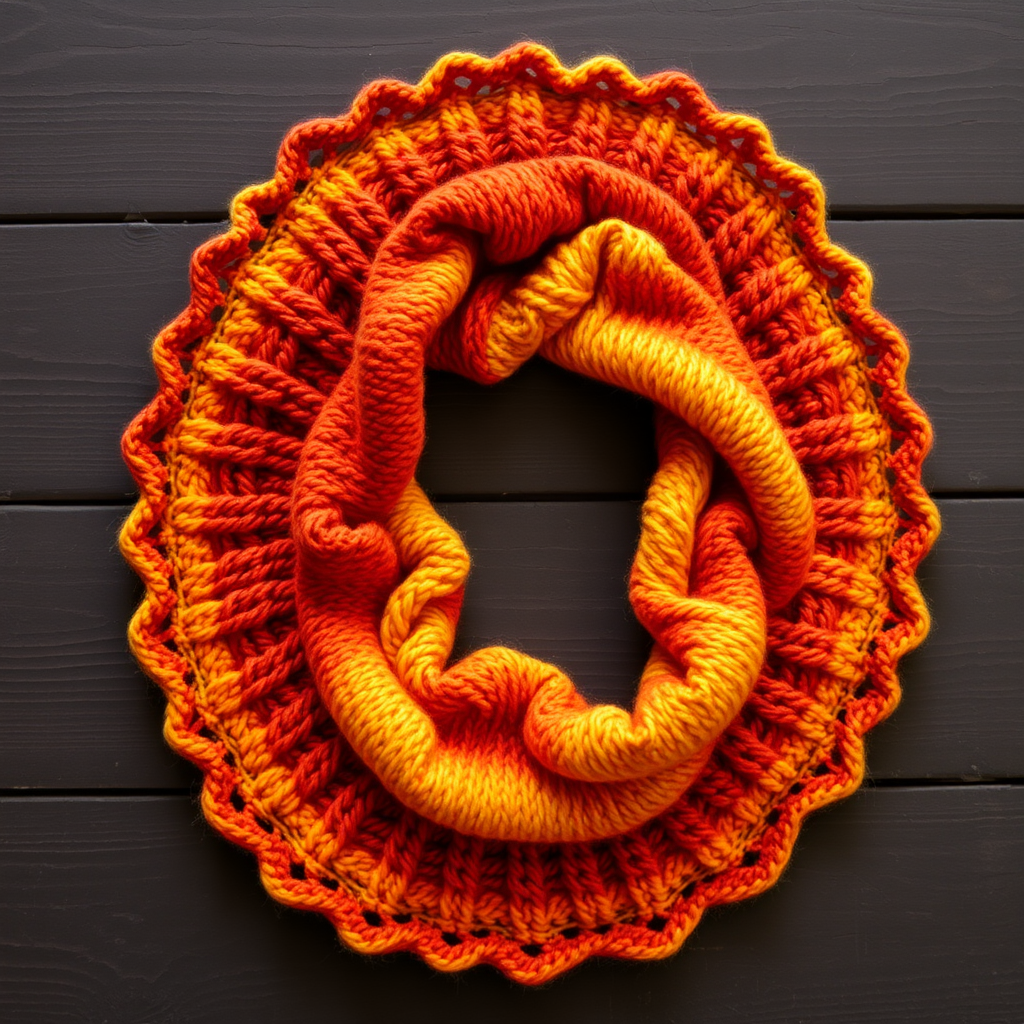 The Emberfall Crescent Shawl Free Pattern – A Knitted Sunset of Textured Waves