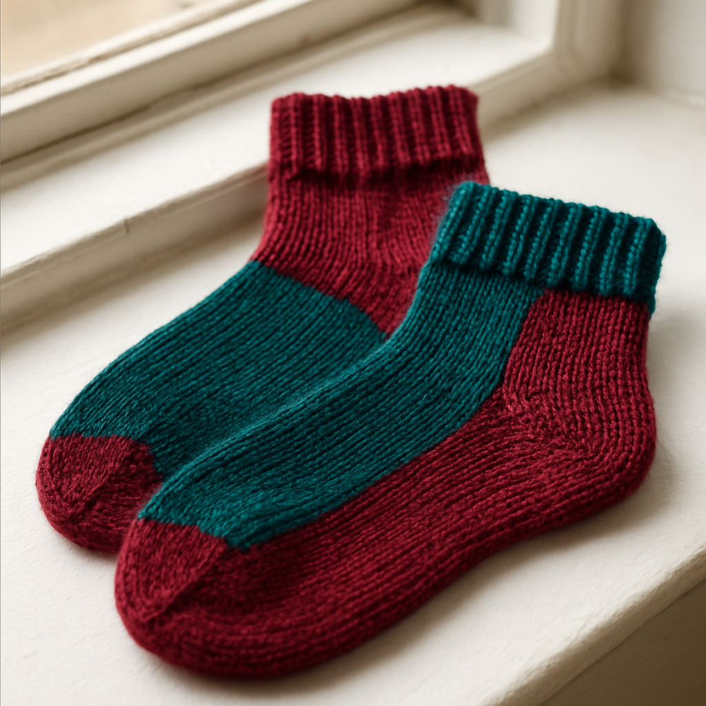 Asymmetrical Y2K Jewel Tone Slipper Socks - Free Pattern