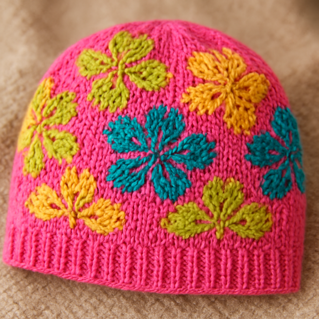 Neon Dark Academia Floral Beanie - Free Pattern