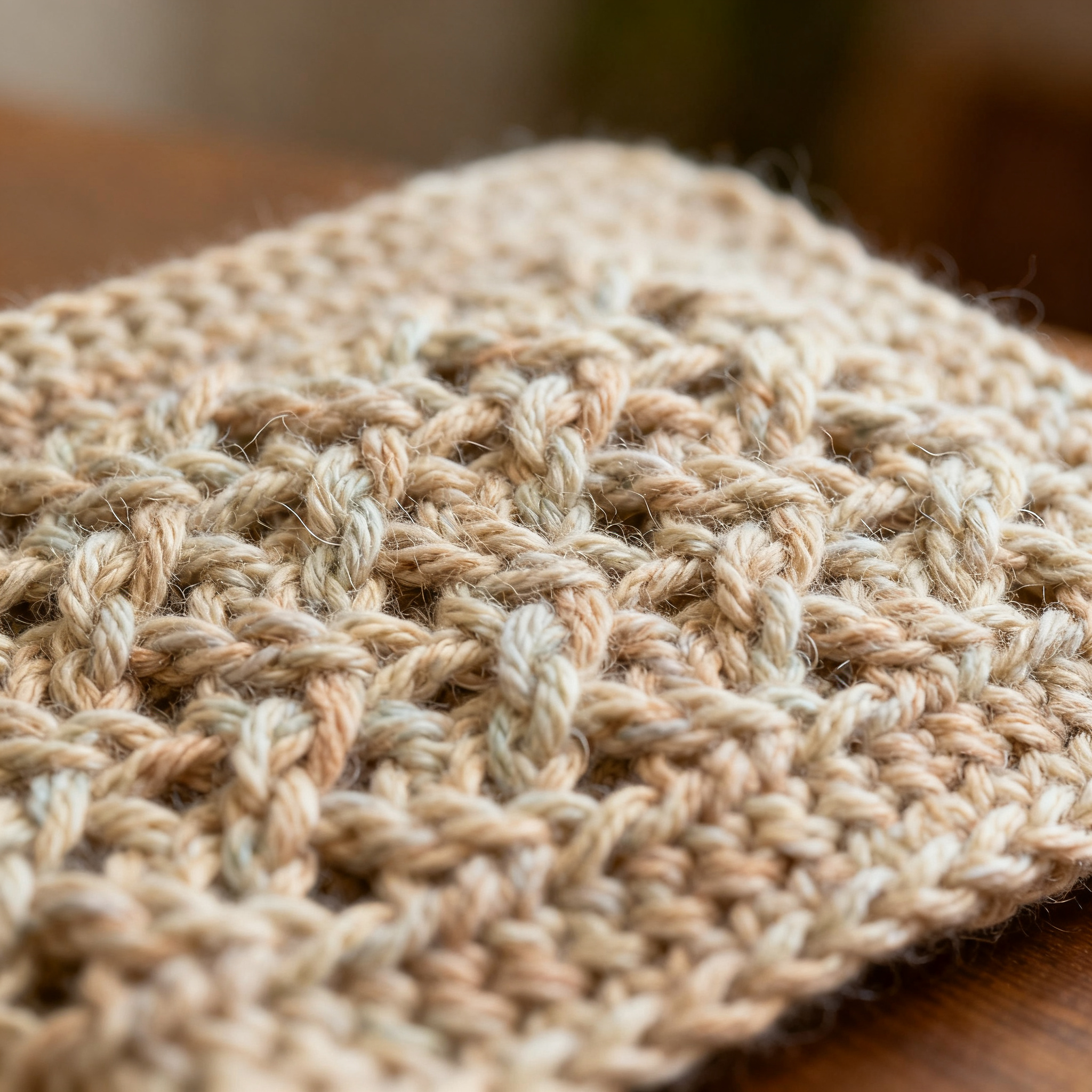 Textured Crochet Square with Cable Motif