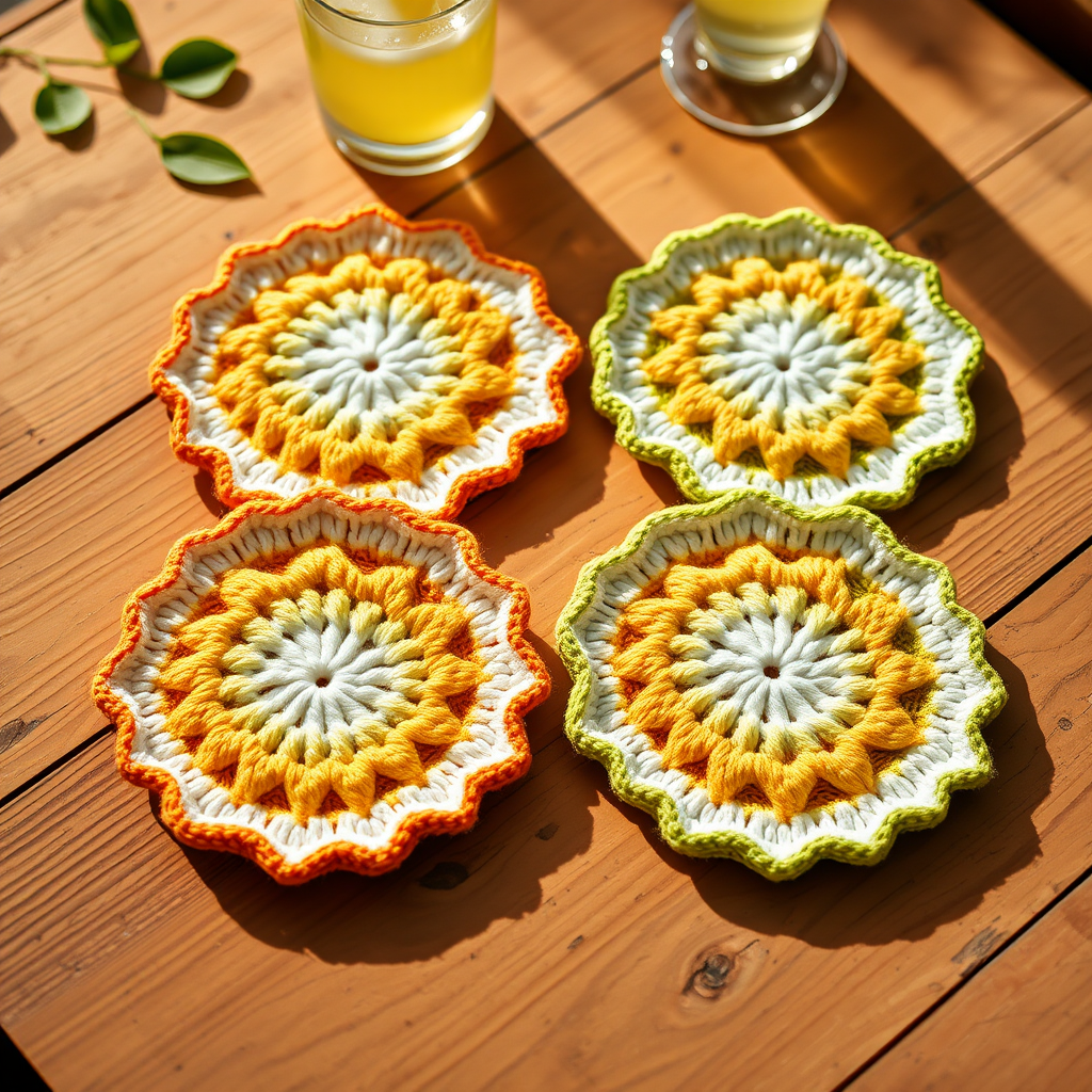Sun-Kissed Citrus Coasters Free Pattern – Crochet a Zesty Summer Table