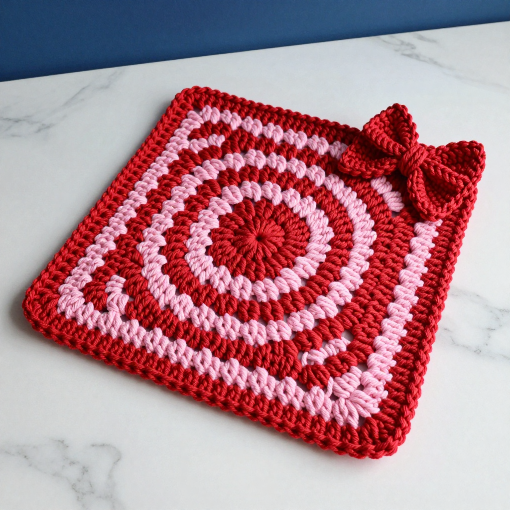 Pink and Red Bandana Granny Square Free Crochet Pattern