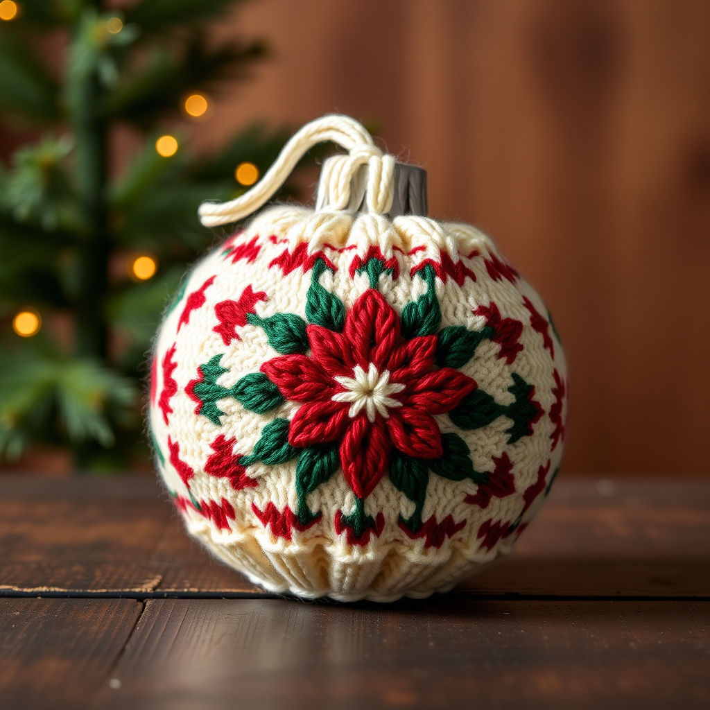 Emberglow Nordic Star Ornament Cover Free Pattern – Knit a Cozy Festive Bauble