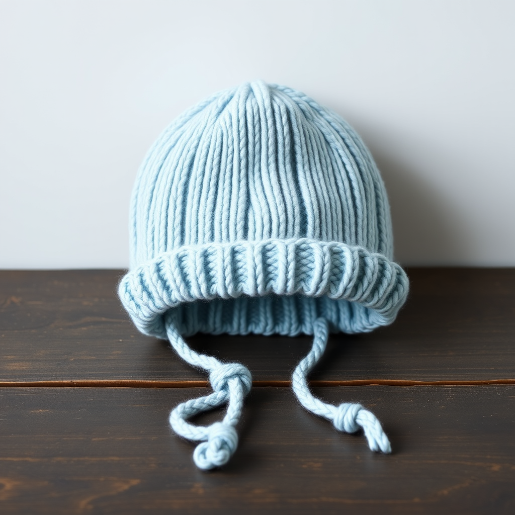 Little Bluebell Bonnet Free Pattern – A Knitted Baby Beanie with Twisted Rib and I-Cord Ties