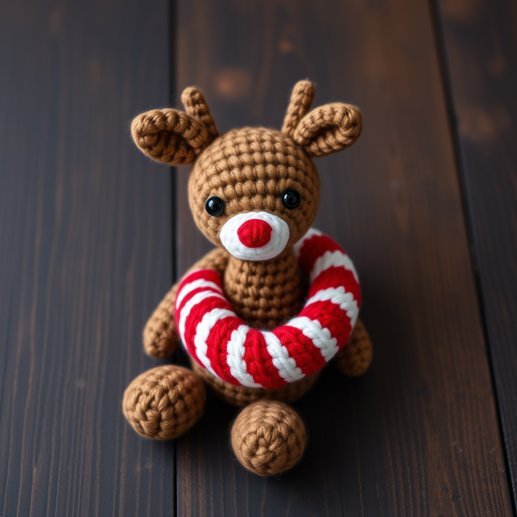 The Peppermint Pals Reindeer Free Pattern – A Crocheted Candy Cane Amigurumi with Cozy Holiday Stripes