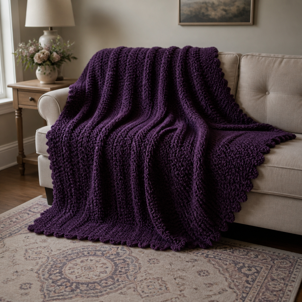 Crochet Luxurious Textured Aubergine Afghan Free Pattern