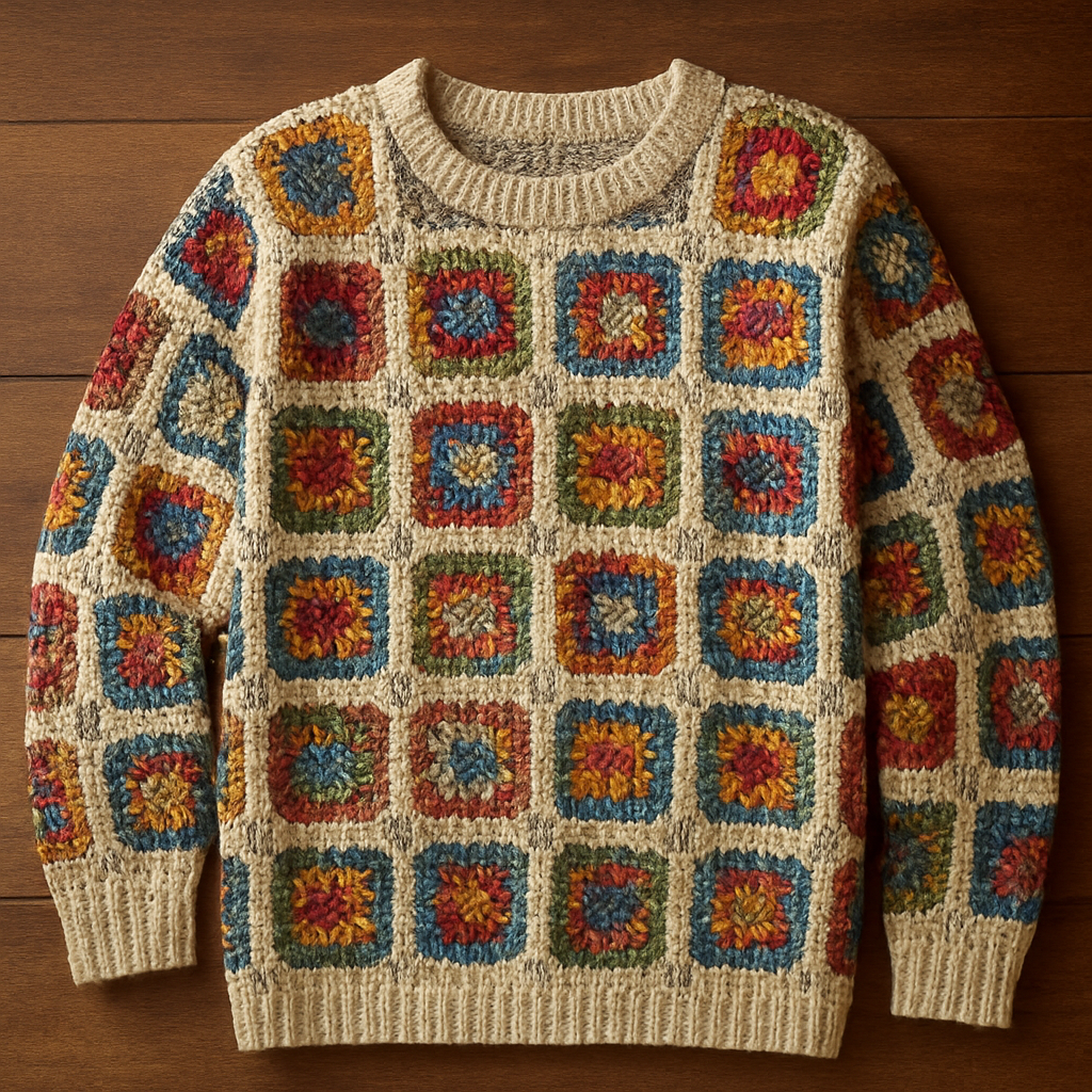 Crochet Vibrant Textured Diamond Pullover Free Pattern