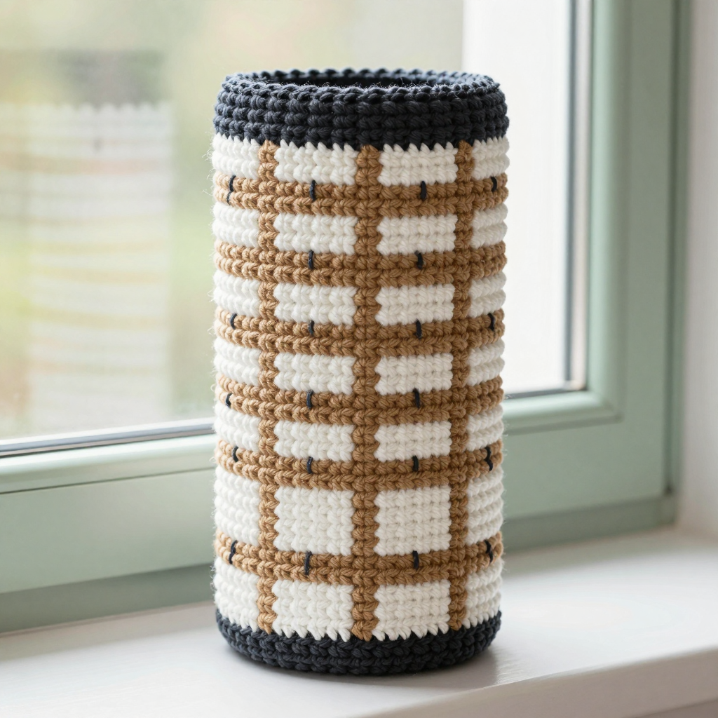 Birch Bark Glass Cozy Free Pattern: A Nordic Winter Crochet Wine Glass Holder