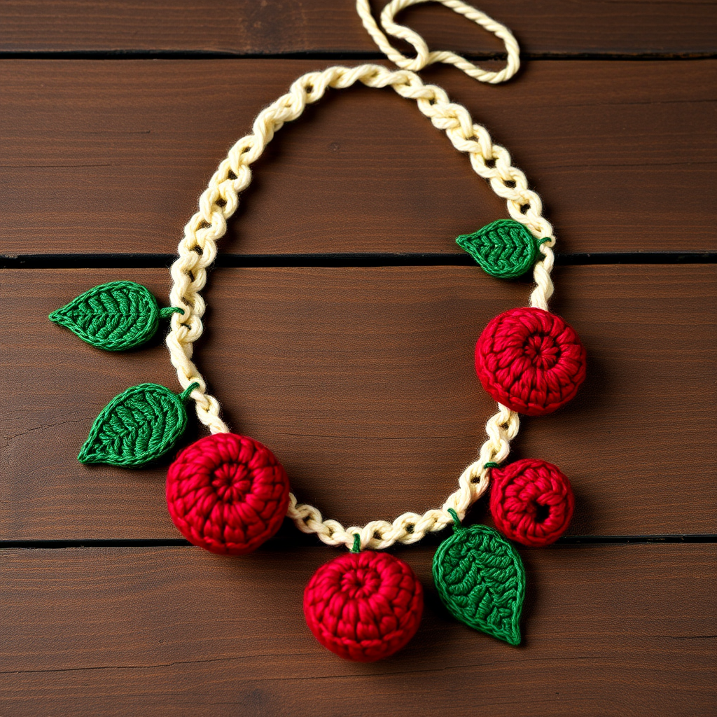 Whimsical Woodland Berry Crochet Necklace Free Pattern – Cozy Textured Charm