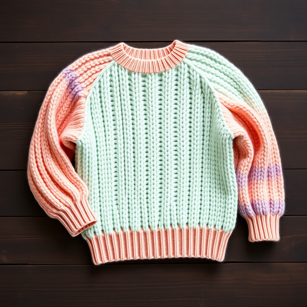 Sherbet Drizzle Textured Pullover Free Knitting Pattern – Pastel Cloud Knit Sweater