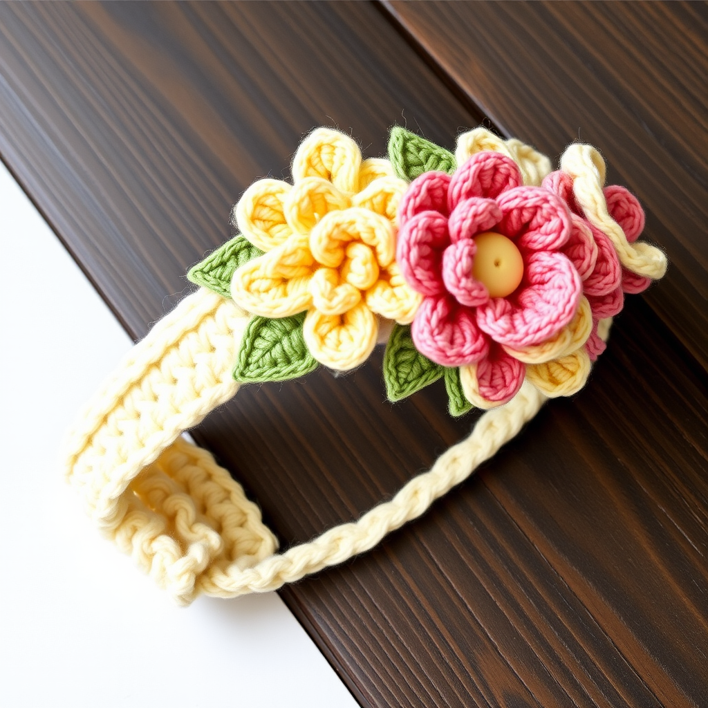 Spring Meadow Bloom Headband Free Pattern – Crocheted Floral Crown