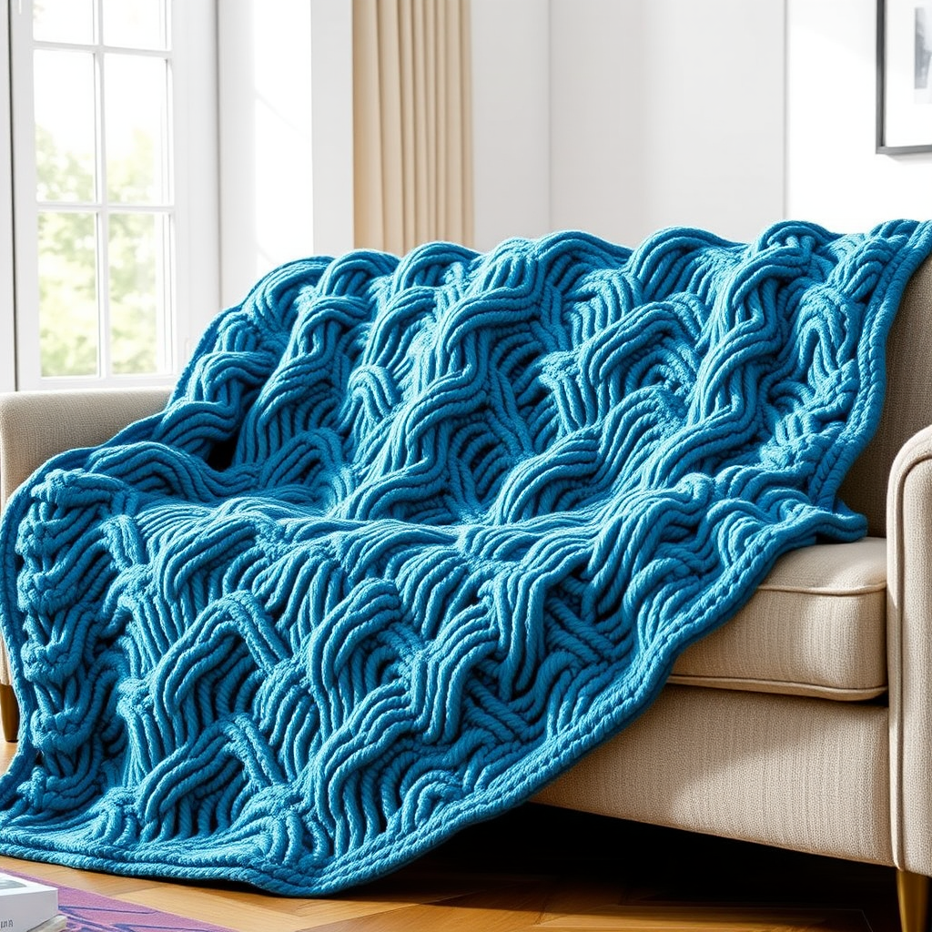 The Textured Waves Chunky Blanket Free Pattern