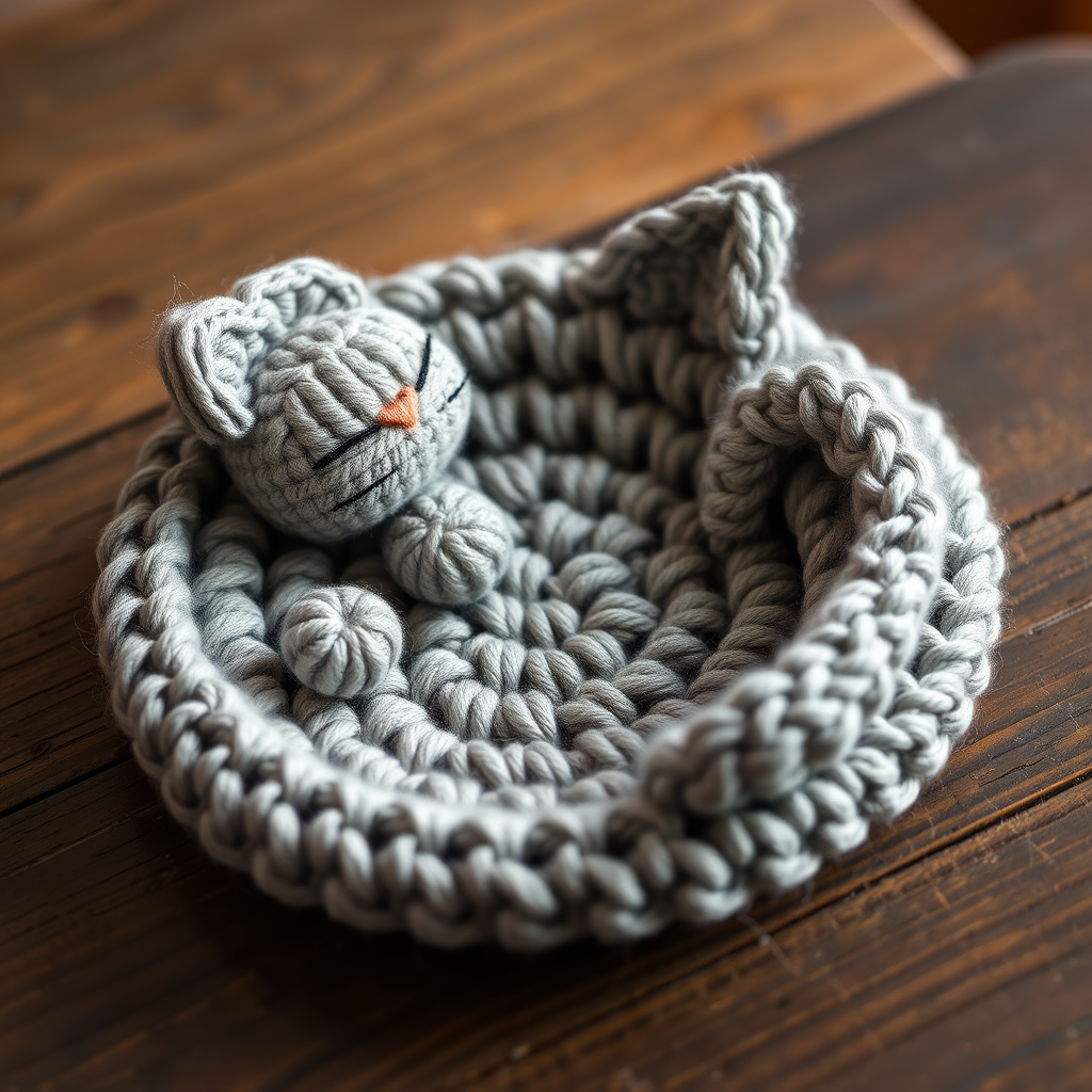Purrfectly Cozy Cat Nap Coaster Free Pattern