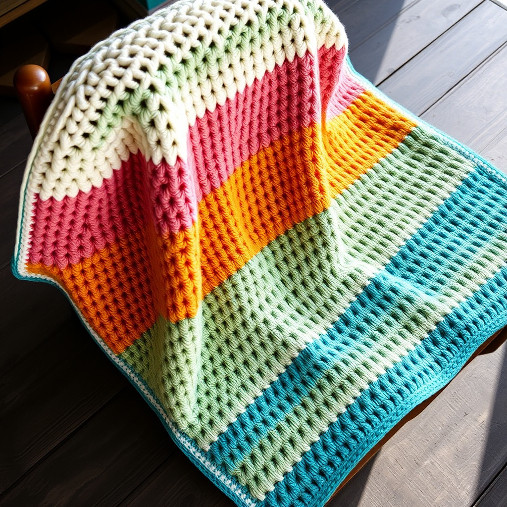 The Prismatic Meadow Afghan Free Pattern – A Crocheted Color-Block Throw with Woven Texture