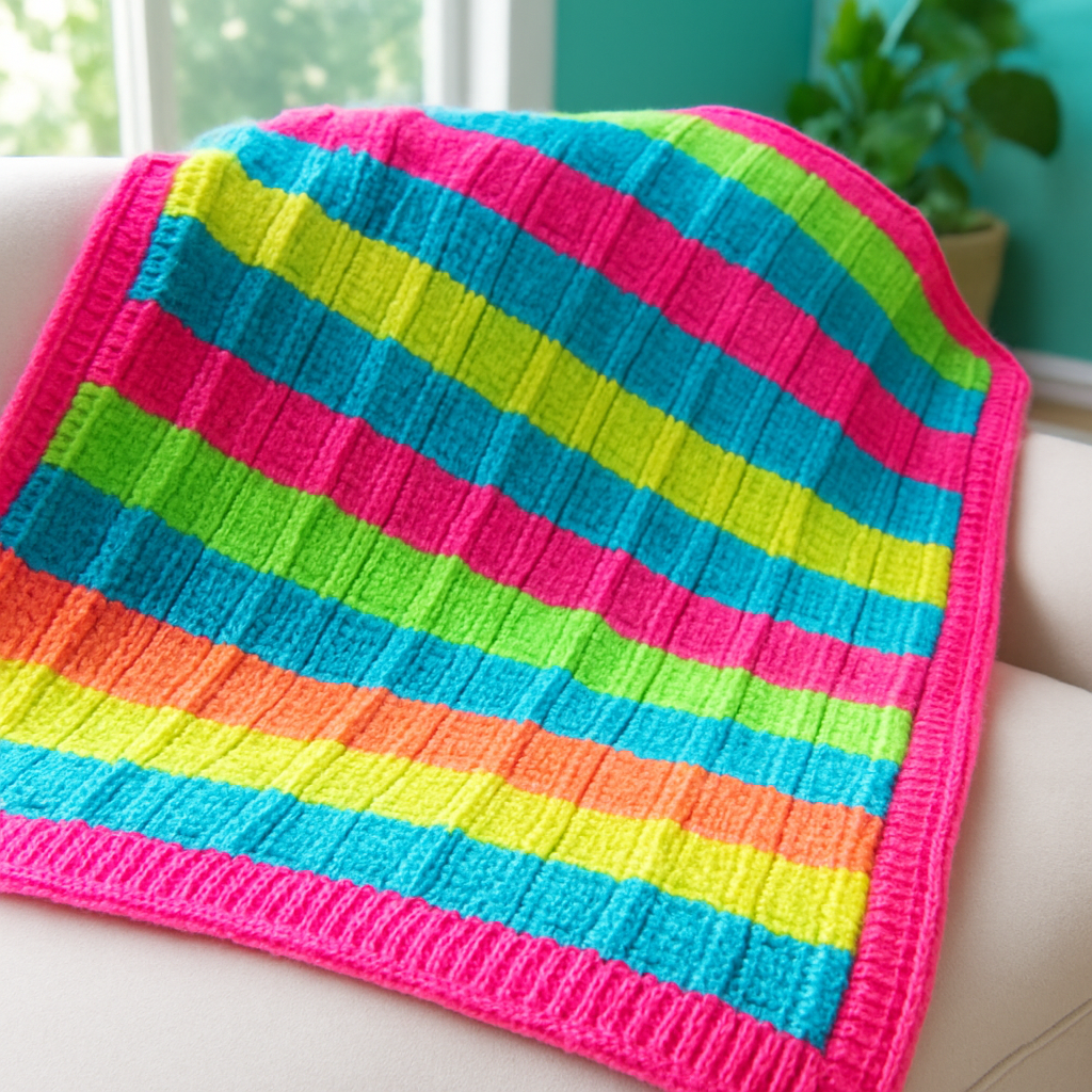 Neon Streetwear 3D Textured Blanket - Free Pattern