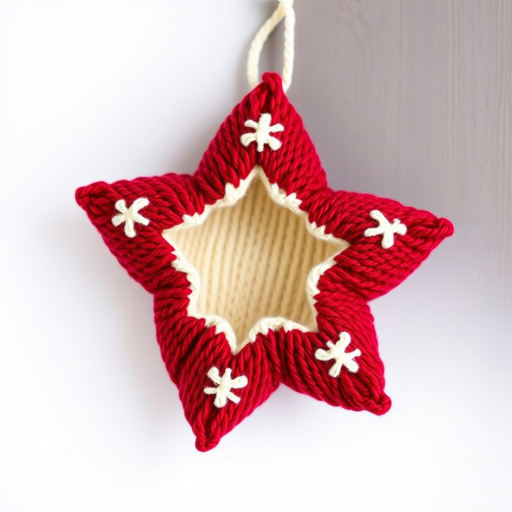 Jolly Christmas Ornament Free Knitting Pattern – Festive Nordic Star Bauble