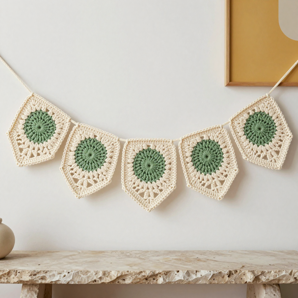Free Pattern: Cream Lace Half-Flower Wave Crochet Garland