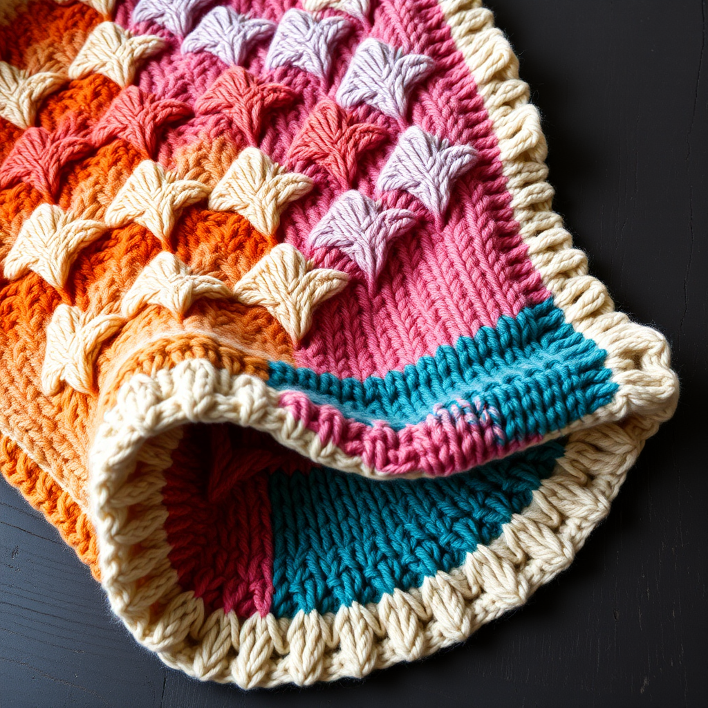 The Aurora Dune Blanket Free Pattern – A Knitted Gradient Mosaic Throw with Woven Cloud Stitches