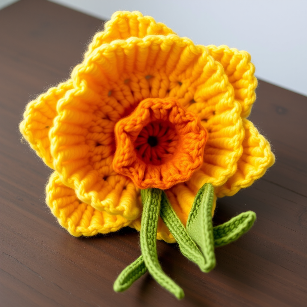 Sunlit Meadow Daffodil Amigurumi Free Pattern – Textured Crochet Spring Bouquet