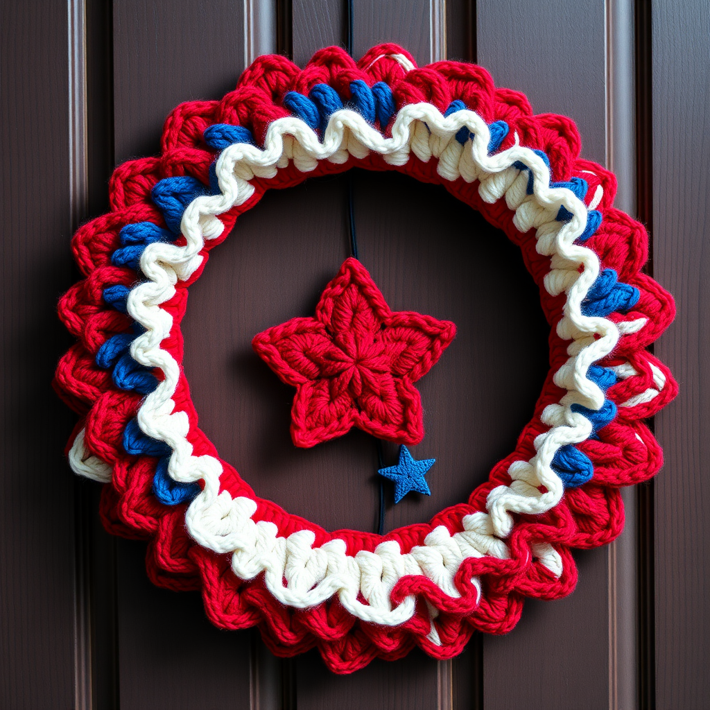 Star-Spangled Wreath of Honor Free Pattern – A Textured Crochet Patriotic Wreath