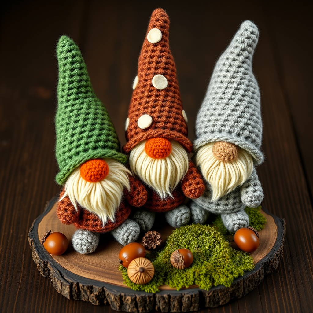 Whimsical Woodland Gnome Trio Free Pattern – Crochet Garden Guardians