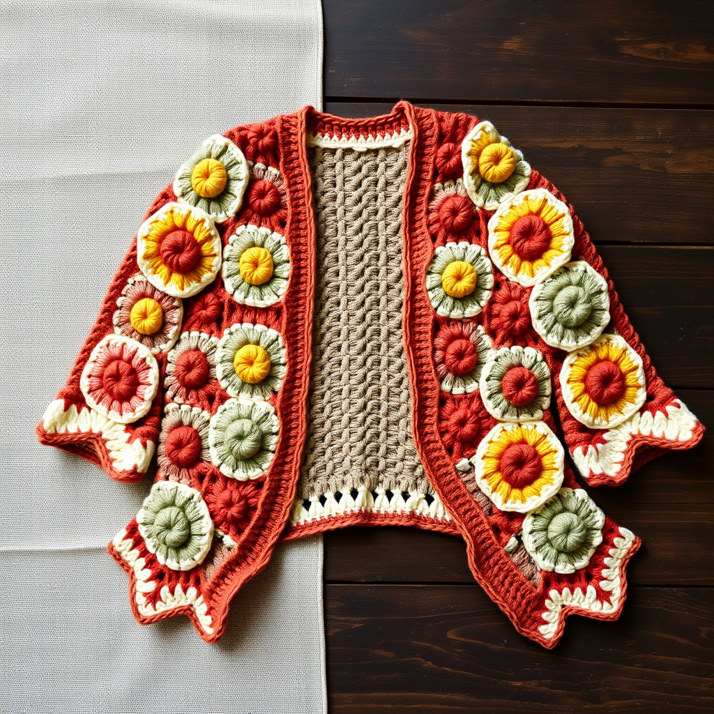 Sunburst Meadow Granny Square Cardigan Free Pattern – Crochet a Boho Wildflower Layer