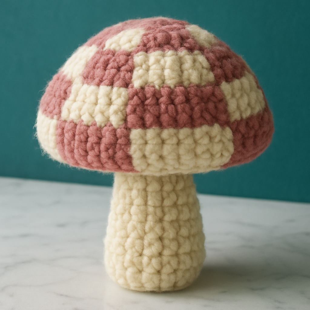 Chunky Avant-Garde Checkered Amigurumi Mushroom - Free Pattern