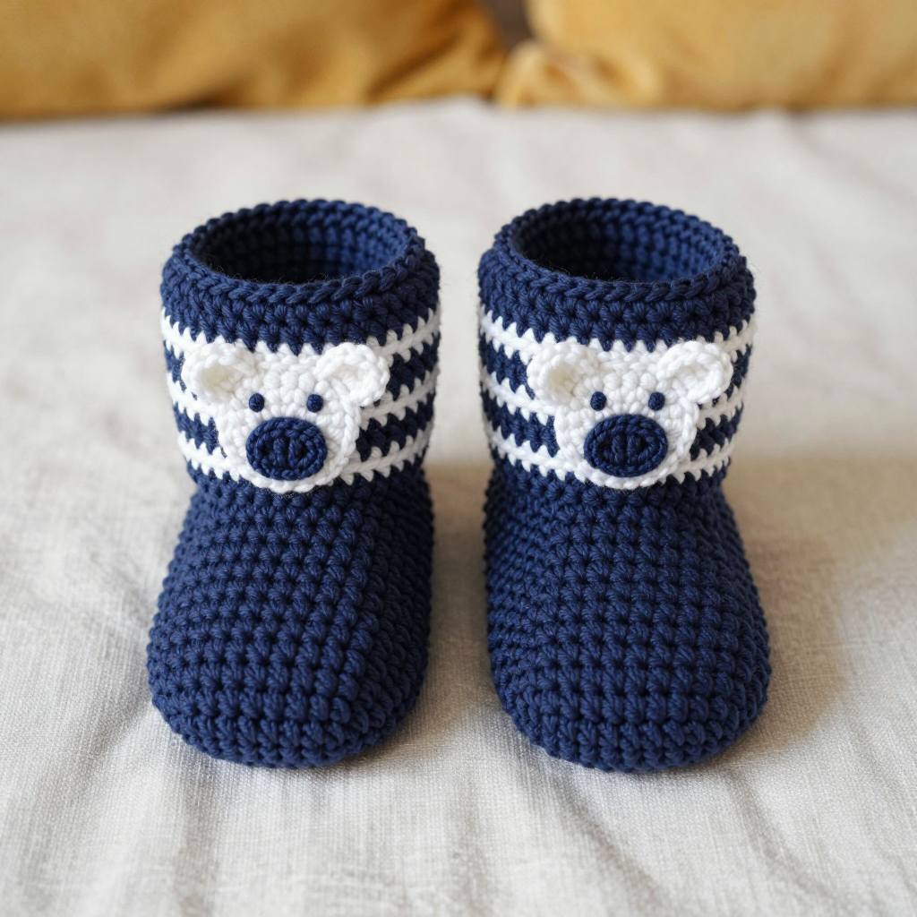 Nordic Pig Chevron Cuffs: Free Pattern for Two-Tone Crochet Baby Booties
