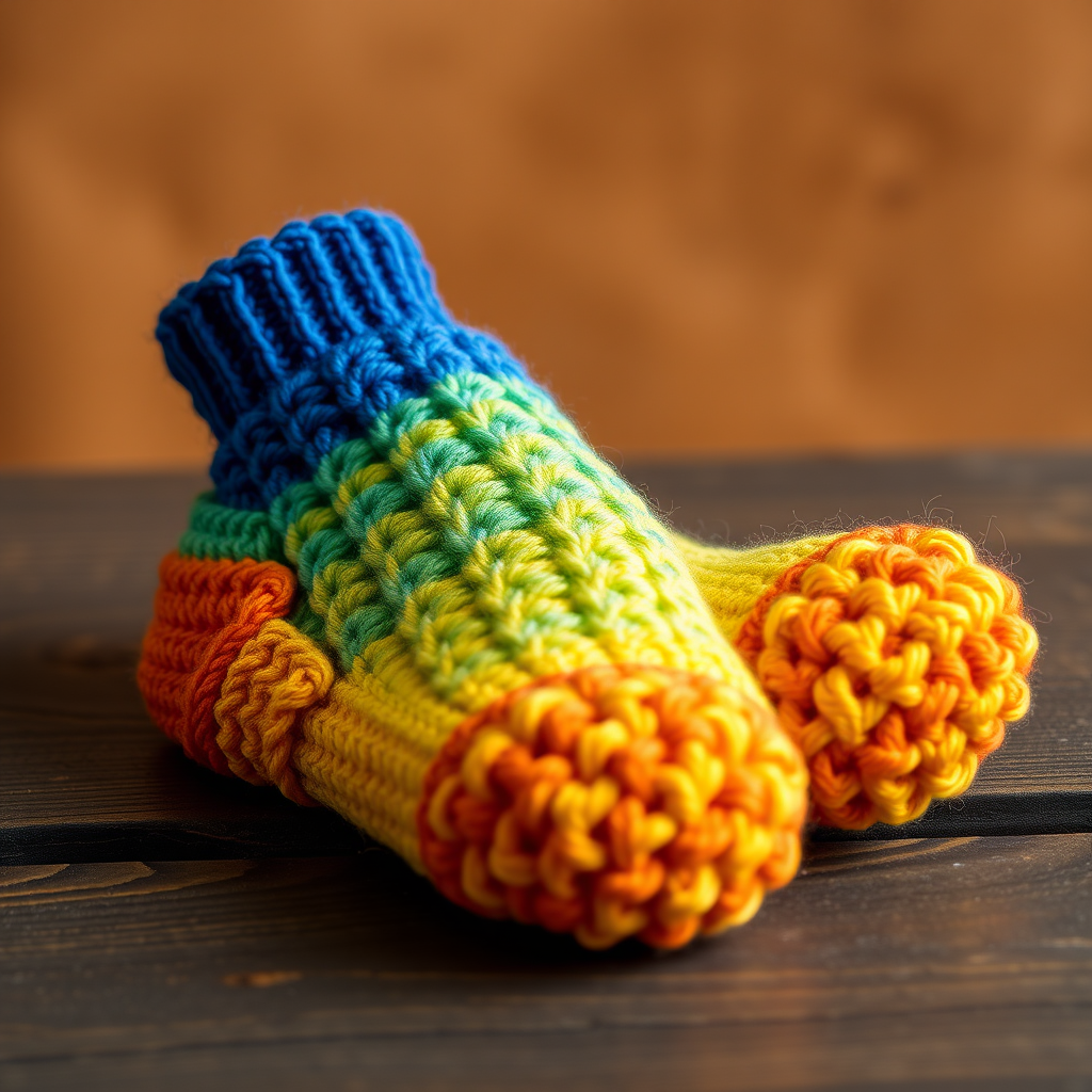 Rainbow Cascade Crochet Socks Free Pattern