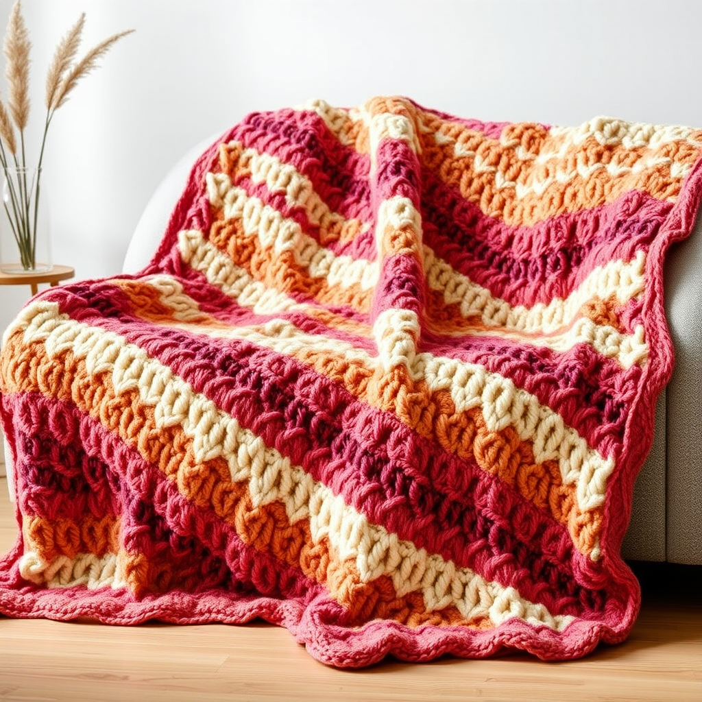 Vibrant Waves Crochet Blanket Pattern
