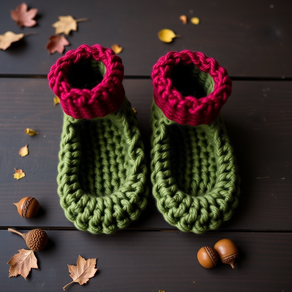 Mossy Glen Baby Booties Free Crochet Pattern – Textured Forest Floor Footwear