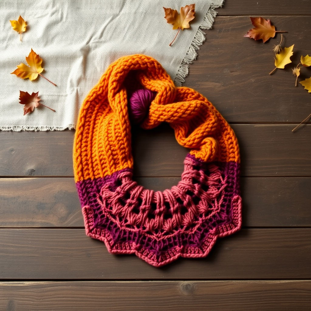 Emberfall Crescent Shawl Free Pattern – A Knitted Sunset Gradient Wrap