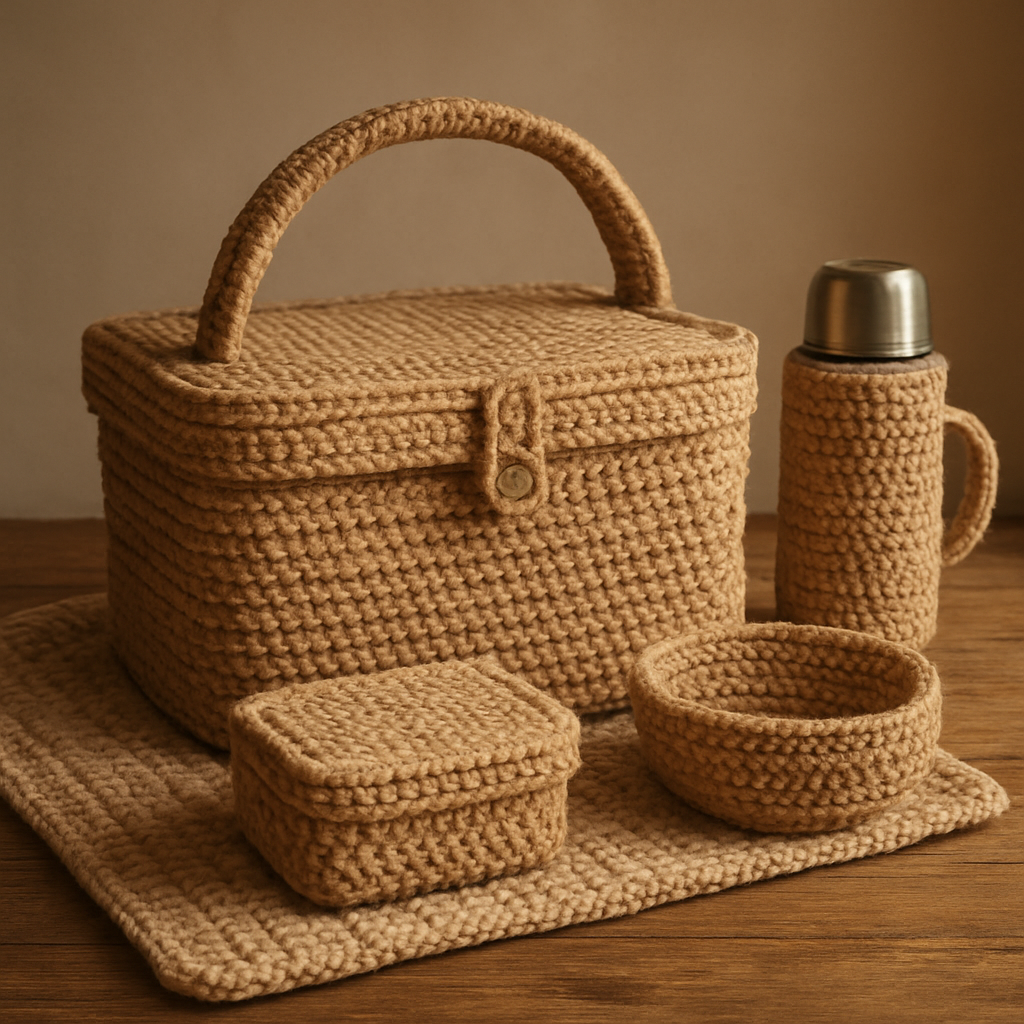 Crochet Rustic Bohemian Picnic Set  Free Pattern