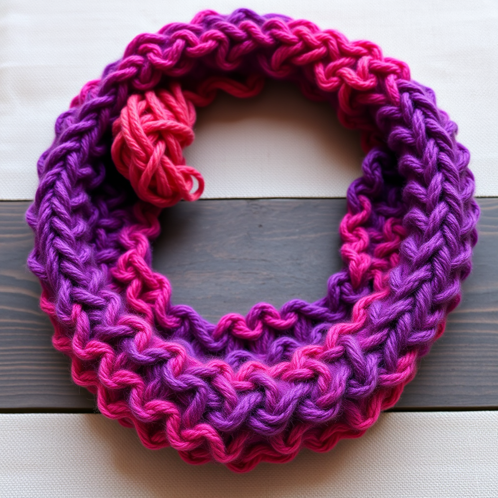 Prism Drift Mobius Cowl Free Pattern – A Knitted Psychedelic Loop with Gradient Waves