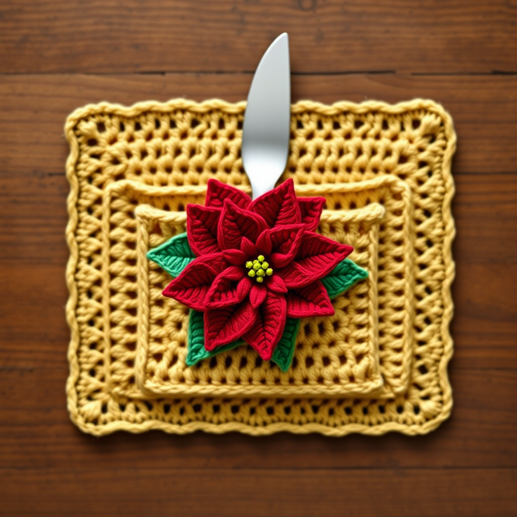Enchanted Poinsettia Cutlery Holder Free Pattern
