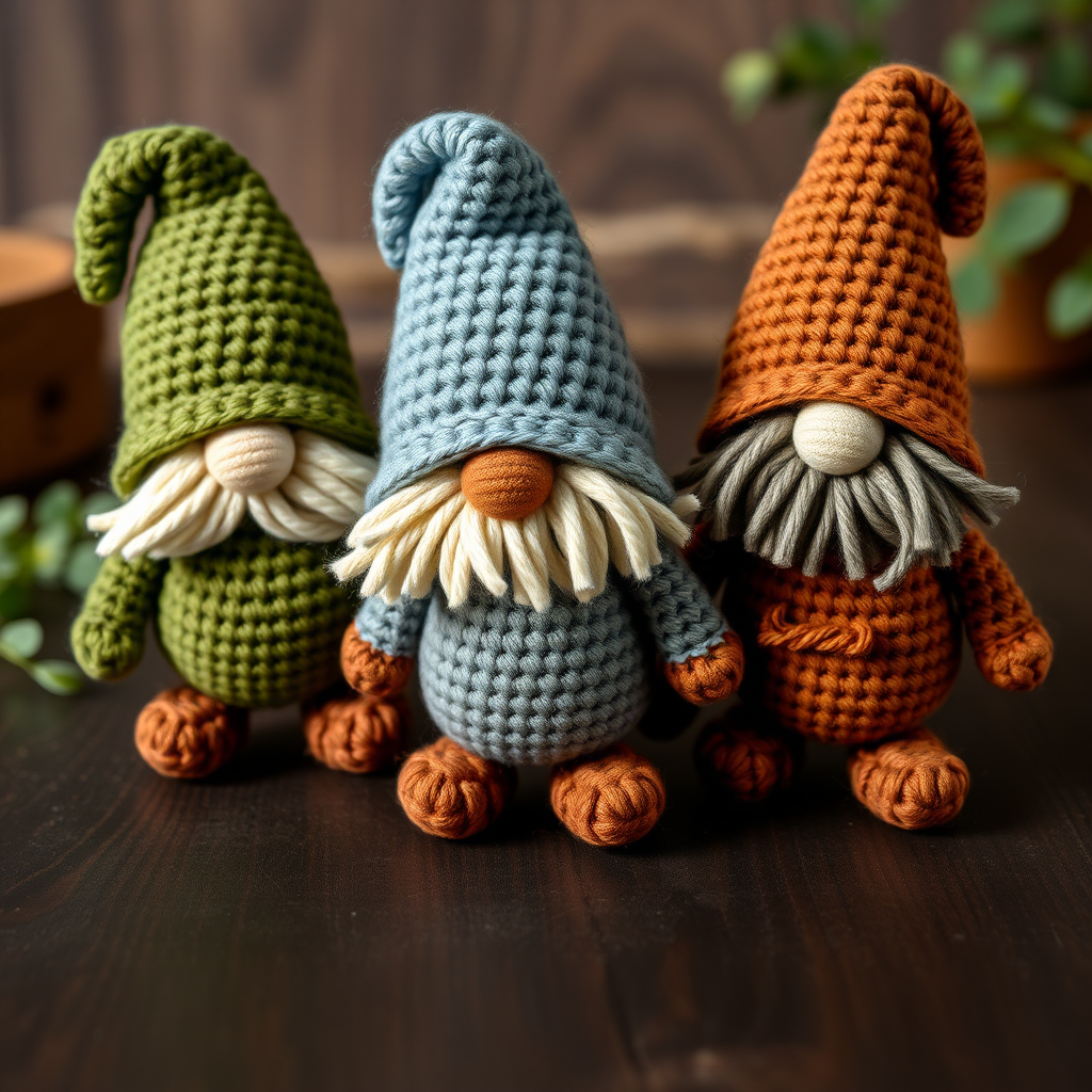 Whimsical Woodland Gnome Trio Free Crochet Pattern – Cozy Garden Guardians