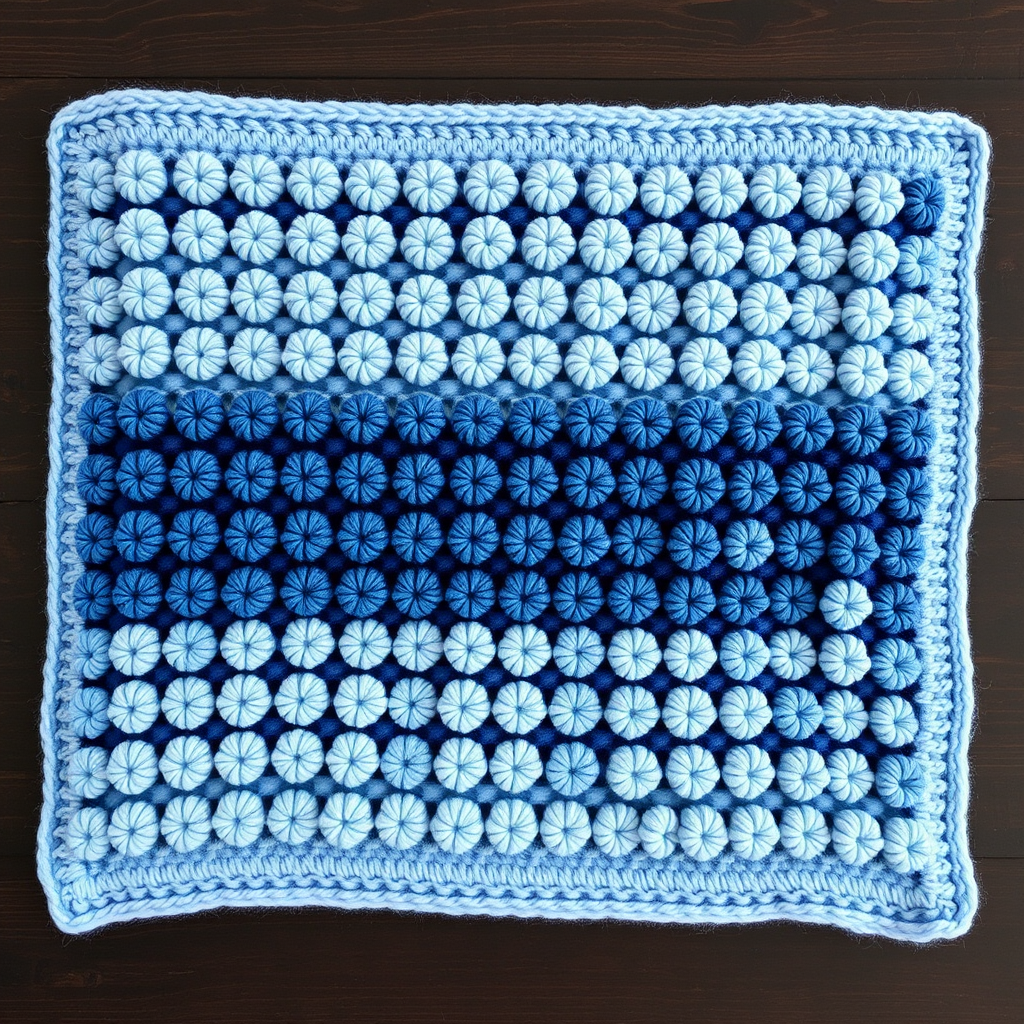 Azure Bloom Bobble Throw Free Knitting Pattern – Textured Floral Blanket