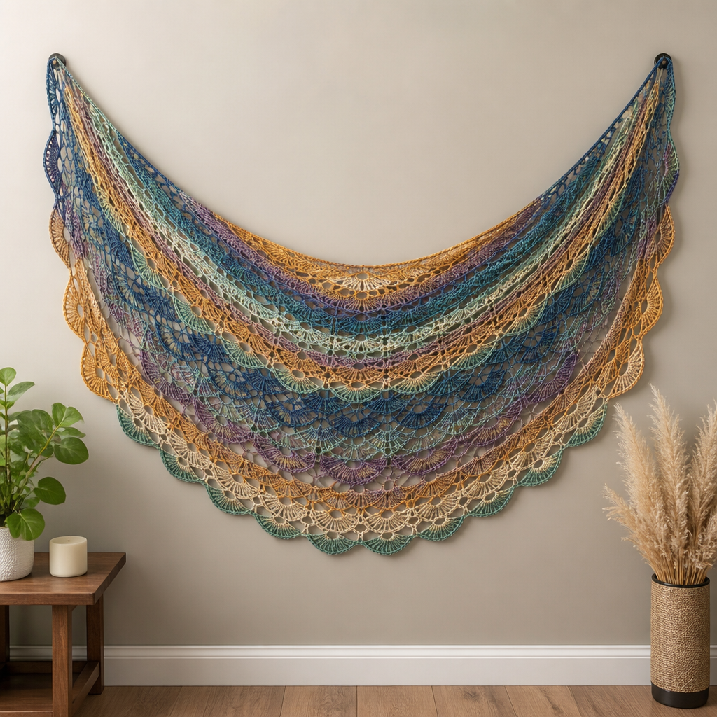 Crochet Elegant Multicolored Shell Stitch Shawl Free Pattern