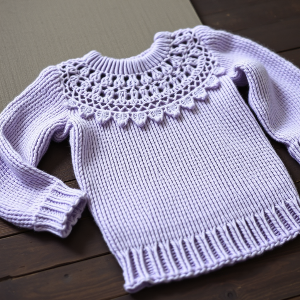 Aurora Lace Pullover Free Knitting Pattern – Picot & Eyelet Yoke Sweater