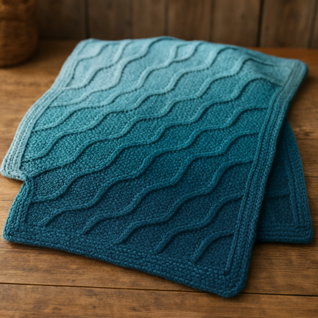 Modern Minimalist Ocean Waves Baby Blanket Free Pattern