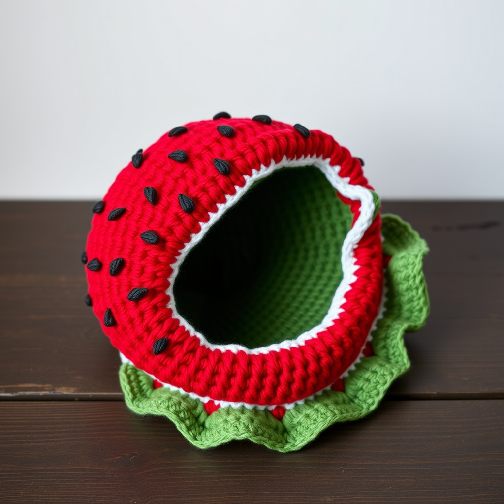 Sun-Kissed Watermelon Slice Hat Free Pattern – Crocheted Summer Fruit Cap