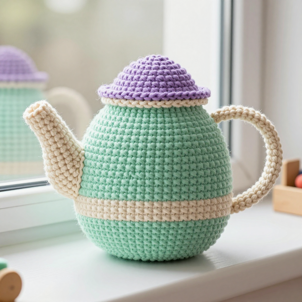 Pastel Crochet Teapot Cozy Toy Free Pattern