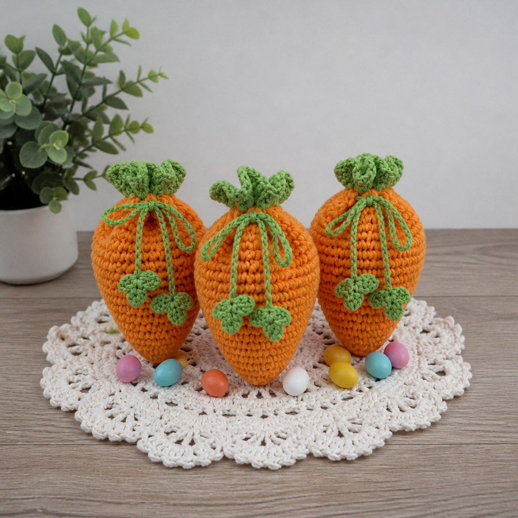 Crochet Whimsical Carrot Treat Bags Free Pattern