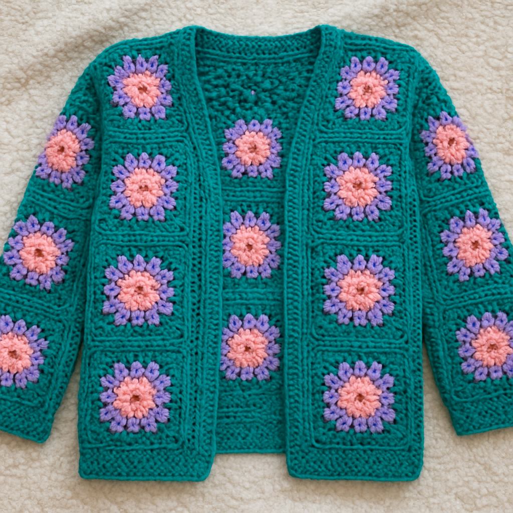 Mystical Garden Granny Square Cardigan Free Pattern
