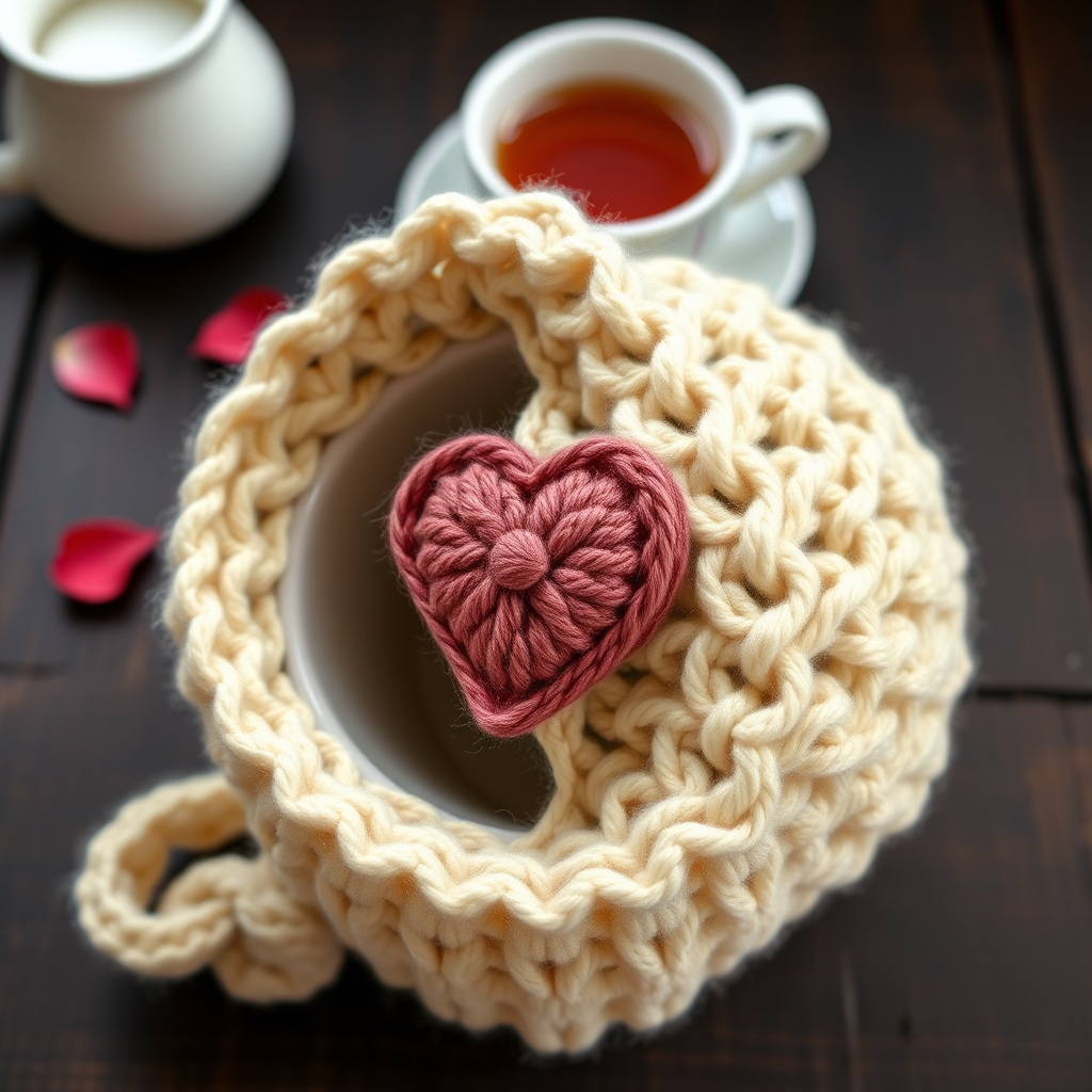 The Heartfelt Honeycomb Mug Cozy Free Pattern – A Knitted Tunisian Hexagon Wrap