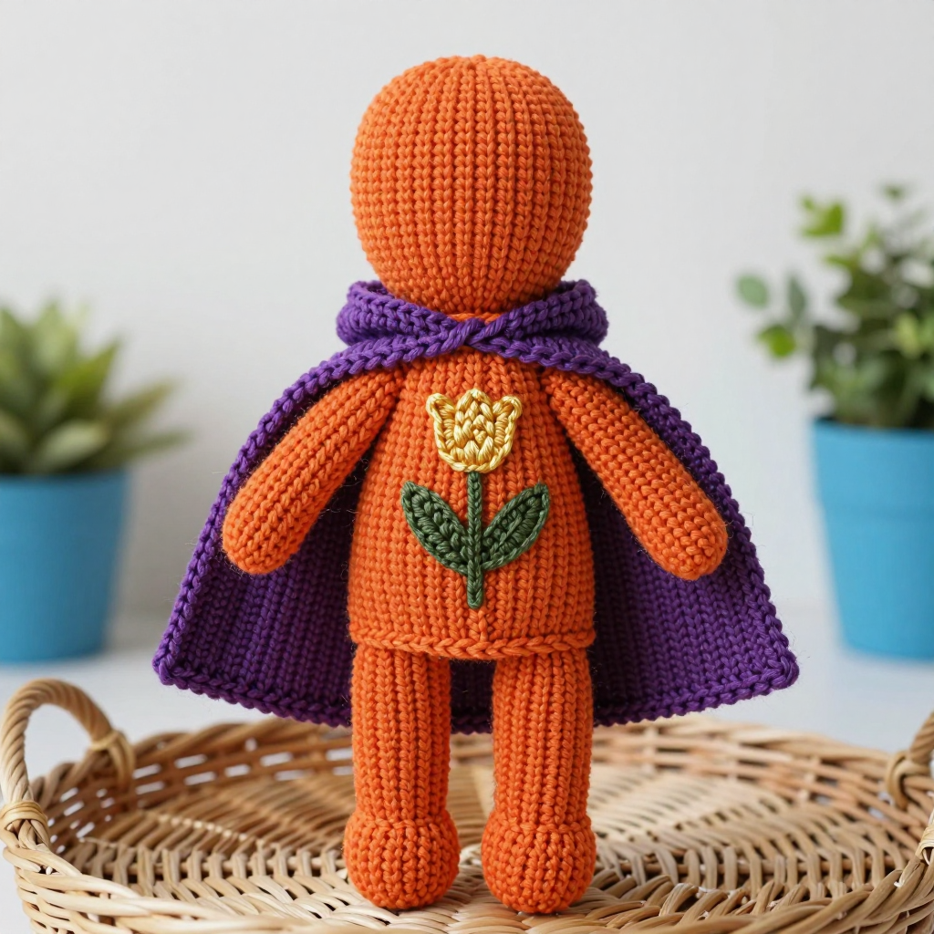 Knit Halloween Tulip Doll with Cape Free Pattern