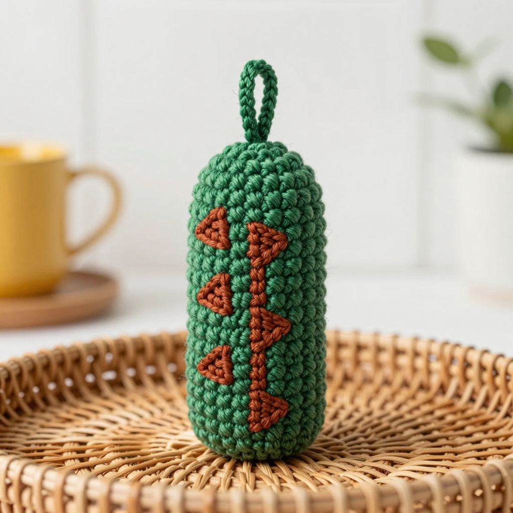 Forest Iguana Spine Cylinder Free Pattern: Mosaic Crochet Keychain Charm
