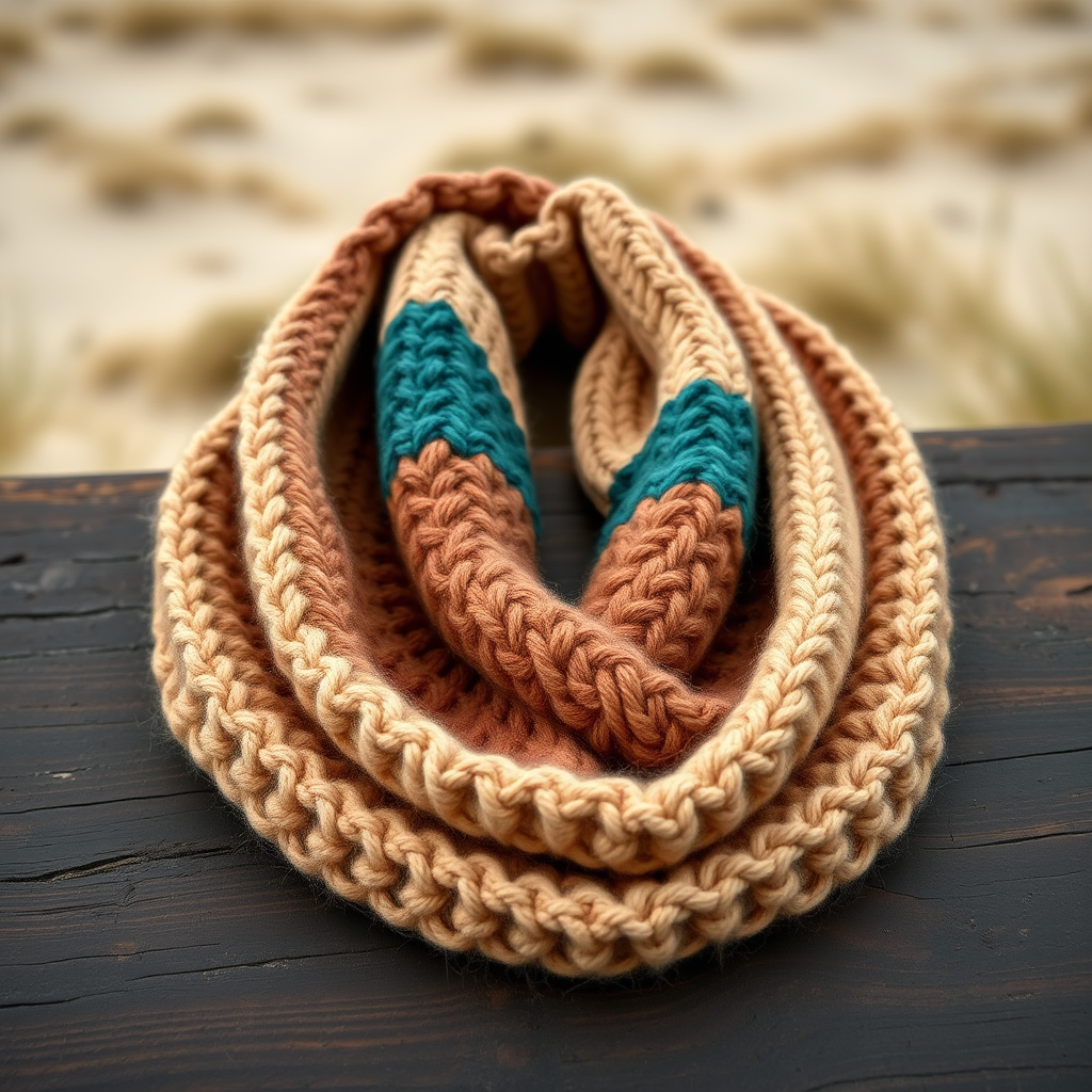The Driftwood Dune Crossover Cowl Free Pattern – A Knitted Asymmetric Wrap with Woven Rib Accents